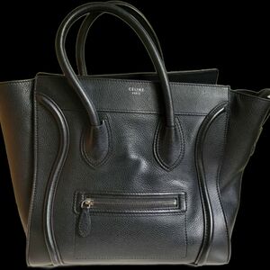 Mini Celine Black Leather Luggage Tote Bag